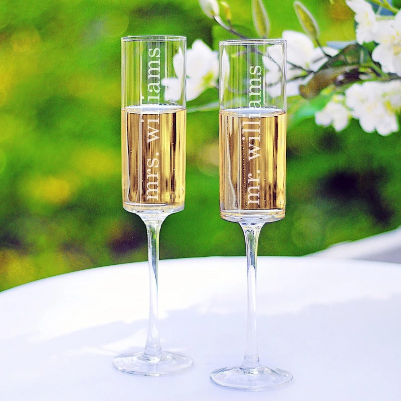 Mr and Mrs Personalized Champagne Flutes