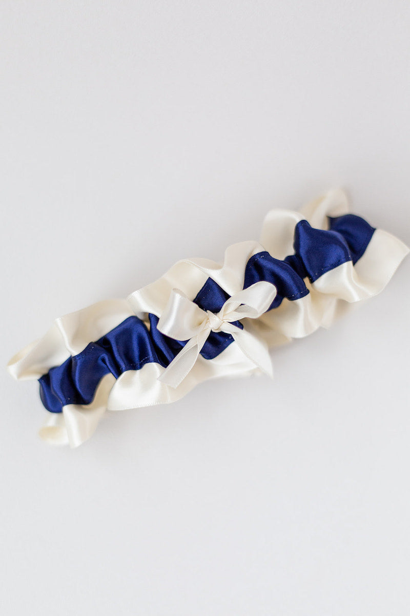 navy blue accessories for bride - custom garter