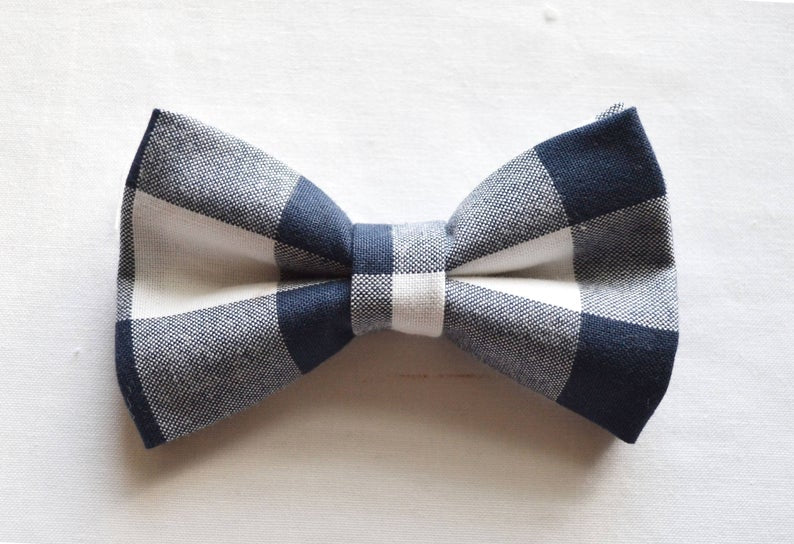 Navy Gingham Bow Tie