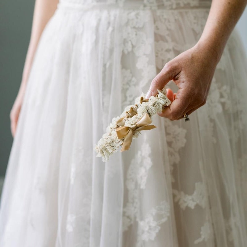 Champagne Satin and Lace Wedding Garter On Sale