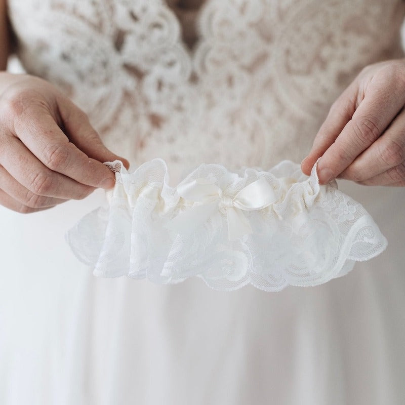 Elegant White Lace Wedding Garter on Sale