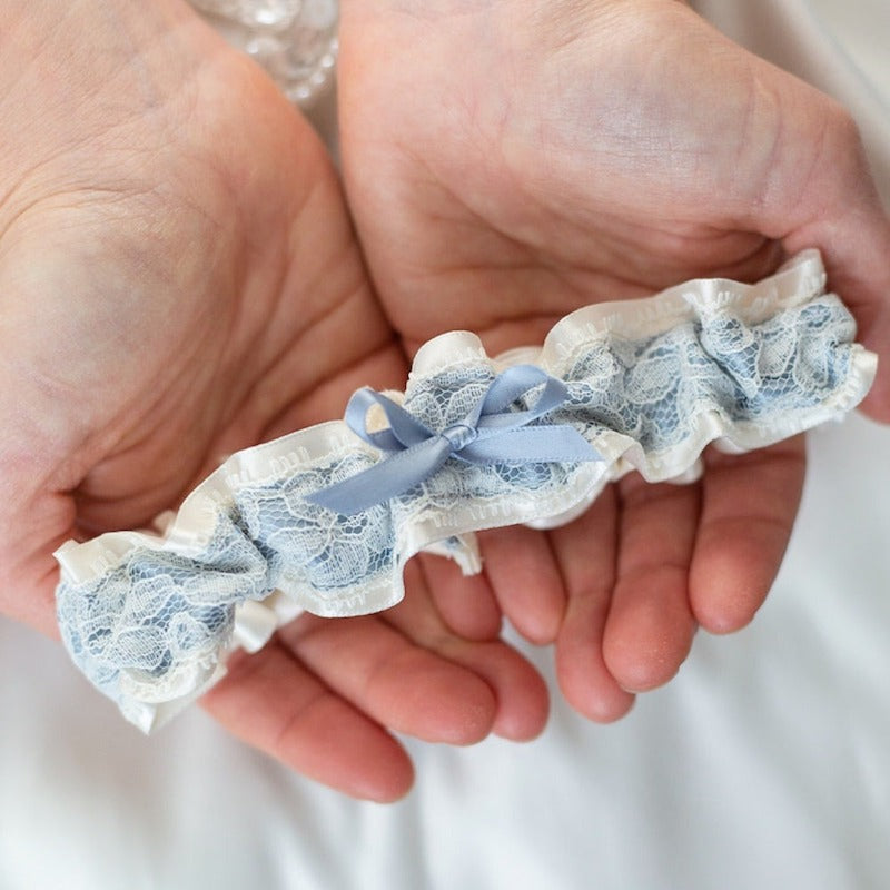Something Blue and Ivory Lace Wedding Garter