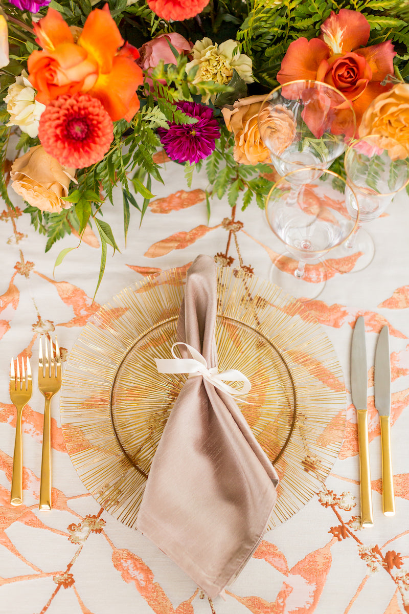Bright Orange and Gold Wedding Tablescape