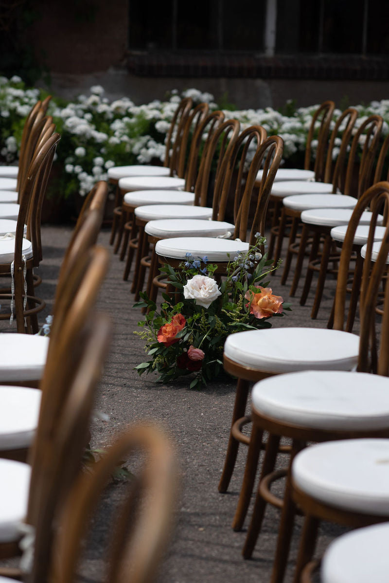 Outdoor Wedding Ceremony and Bright Floral Arrangements