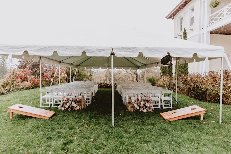 Outdoor Wedding Ceremony Tent in Rain
