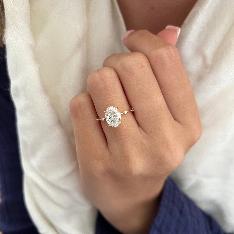 Oval Cut Engagement Ring with Unique Band