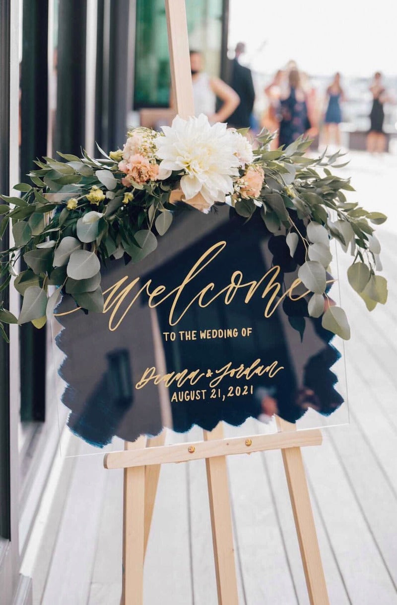 Painted Acrylic Wedding Welcome Sign