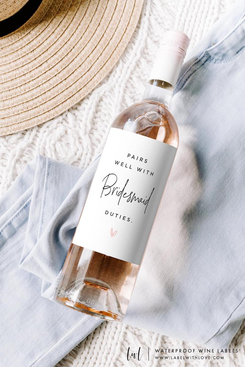 Pairs Well With Bridesmaid Duties Wine Label