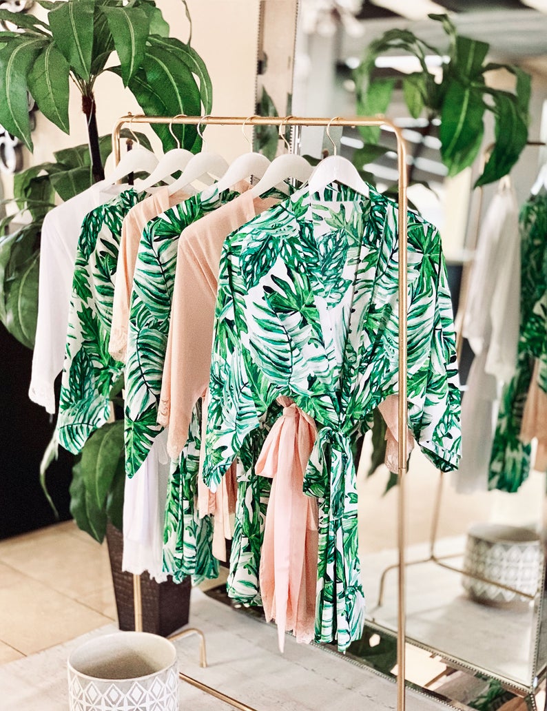 palm leaf bridesmaid robes