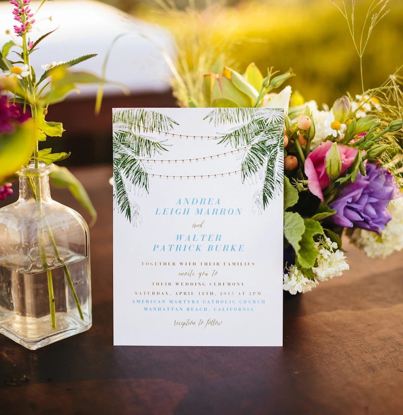 Palm Tree Beach Wedding Invitation