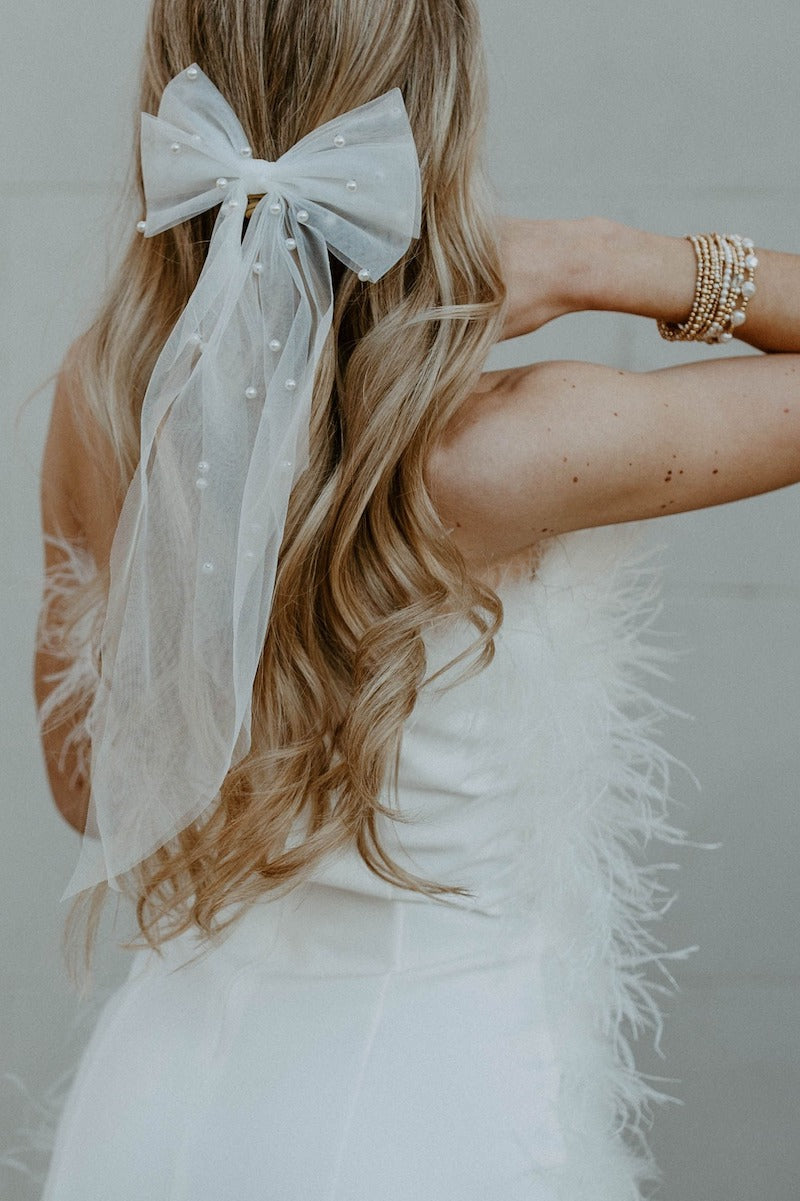 Pearl Bridal Hair Bow