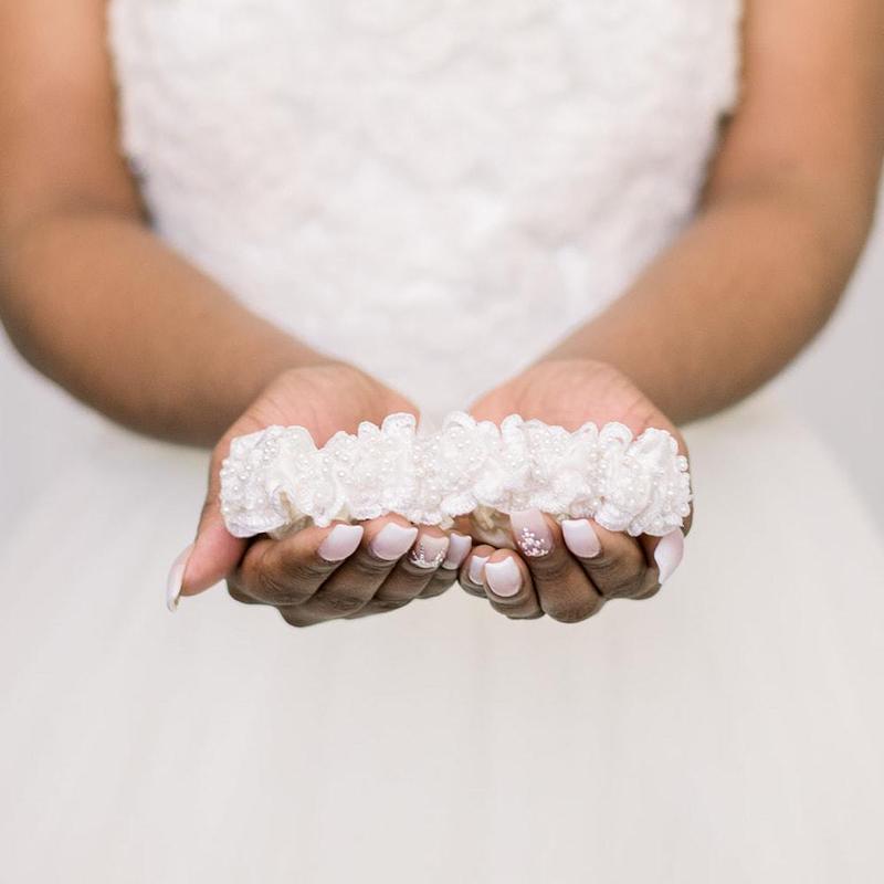 Ivory Satin Beaded Wedding Garter