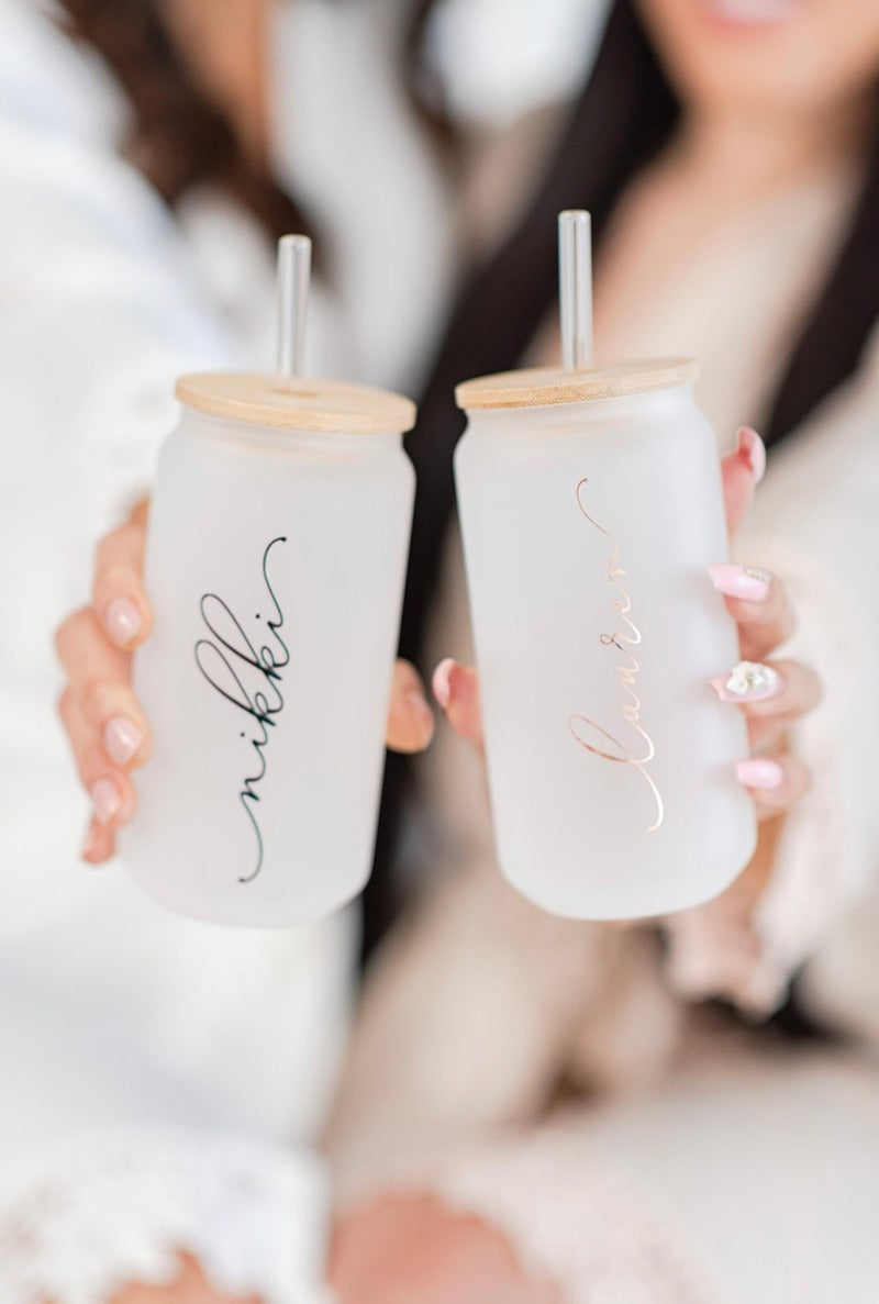 Personalized Frosted Iced Coffee Glass Tumbler