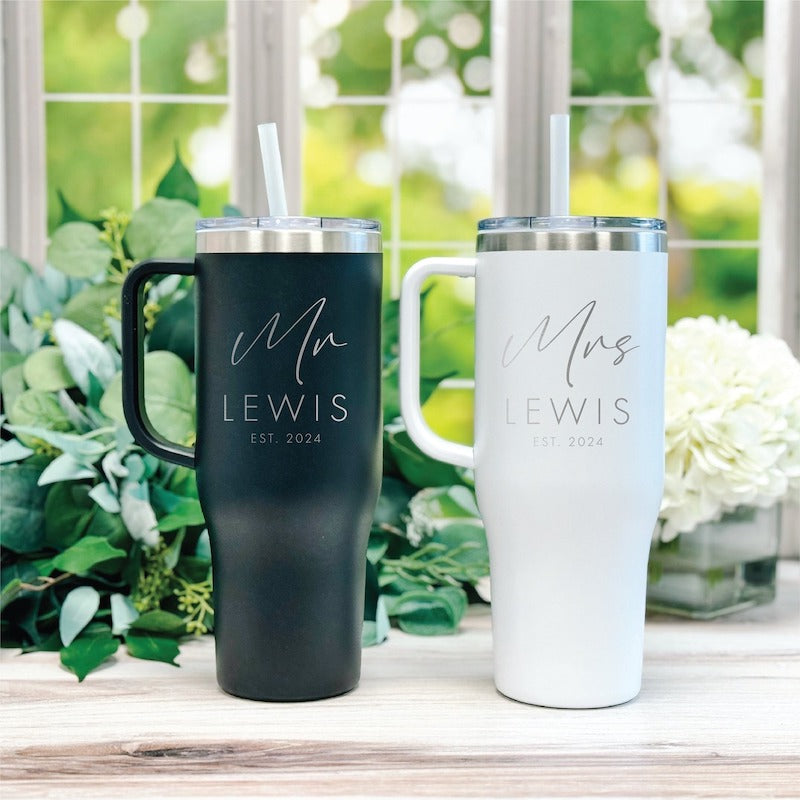 Personalized Mr and Mrs Water Bottles