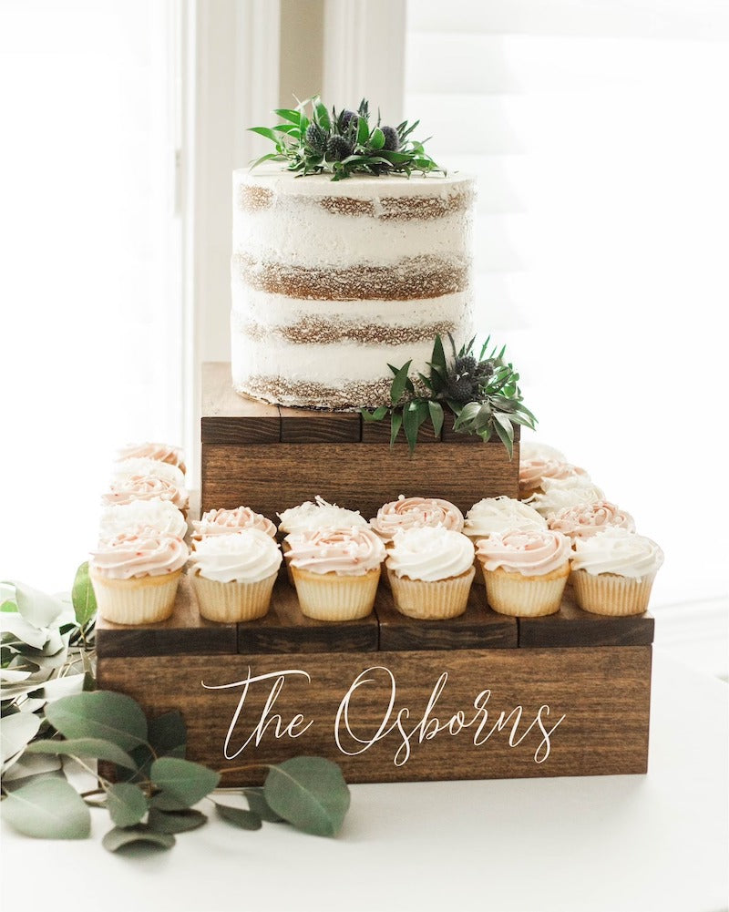 Personalized Rustic Cupcake Stand
