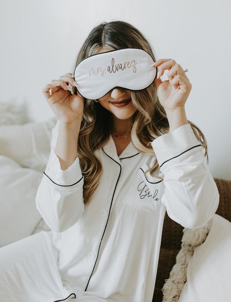 Personalized Sleep Mask Lingerie Shower Gift Idea for the Bride