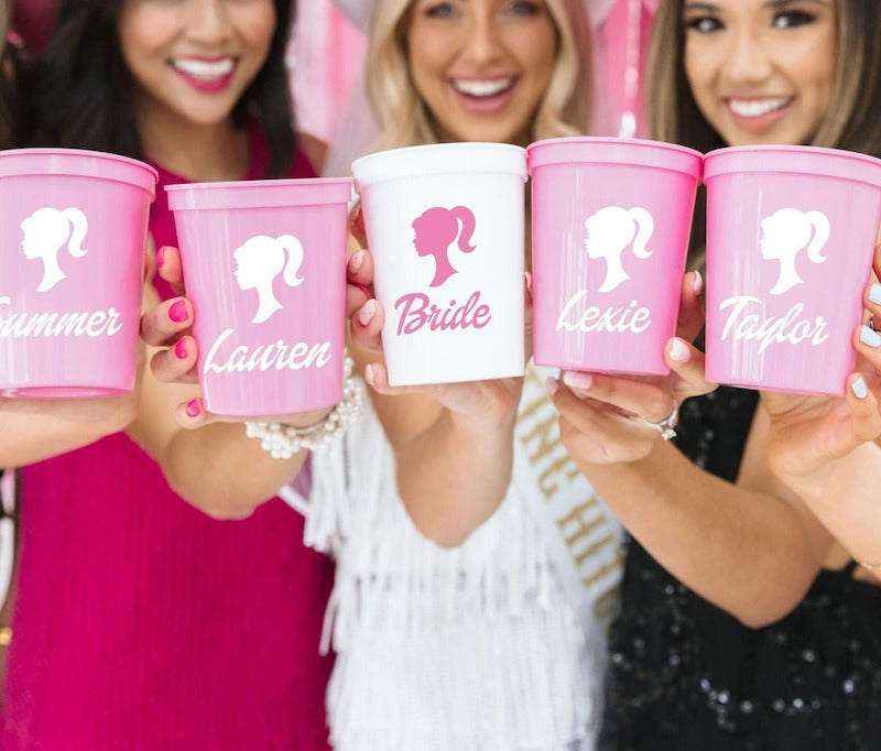 Personalized Stadium Cups Barbie Bachelorette Party