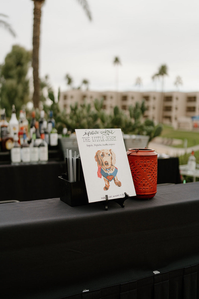 Personalized Bar Sign with Pet at Cocktail Hour