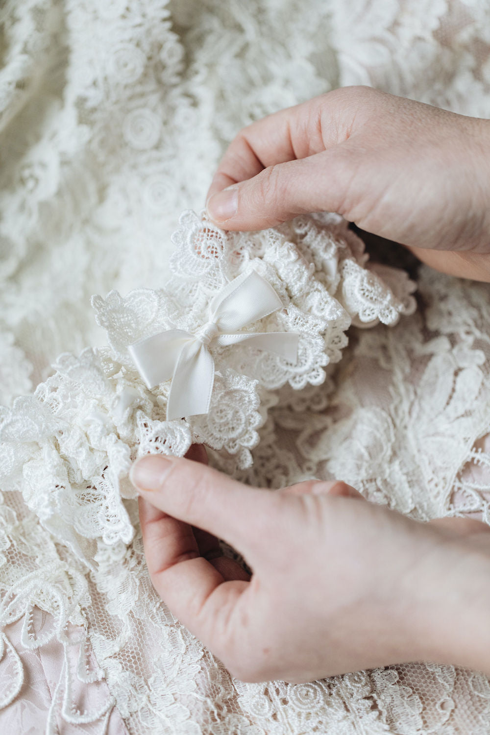 personalized wedding garter made from bride's mother's silk & lace wedding dress - handmade heirloom by The Garter Girl