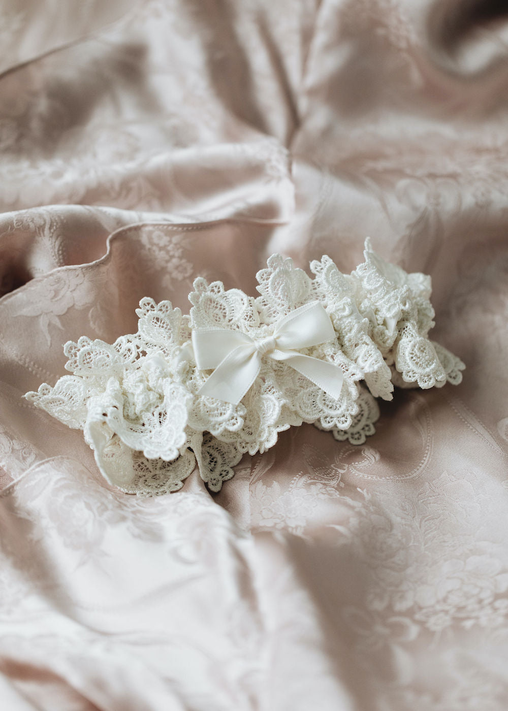 personalized wedding garter made from bride's mother's silk & lace wedding dress - handmade heirloom by The Garter Girl