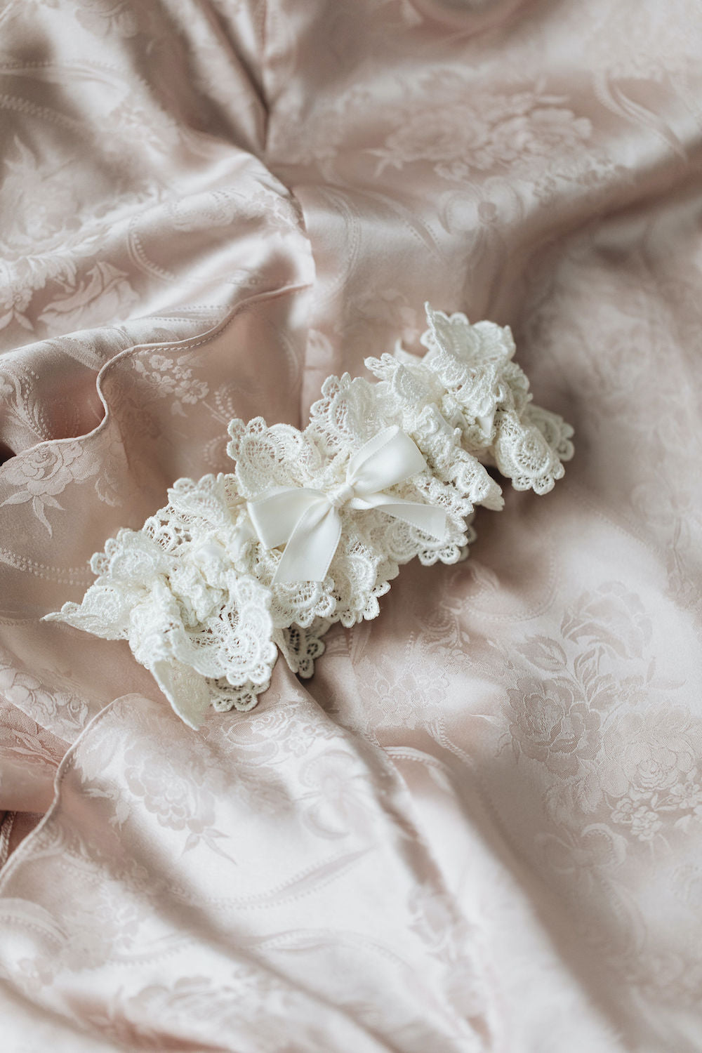 personalized wedding garter made from bride's mother's silk & lace wedding dress - handmade heirloom by The Garter Girl