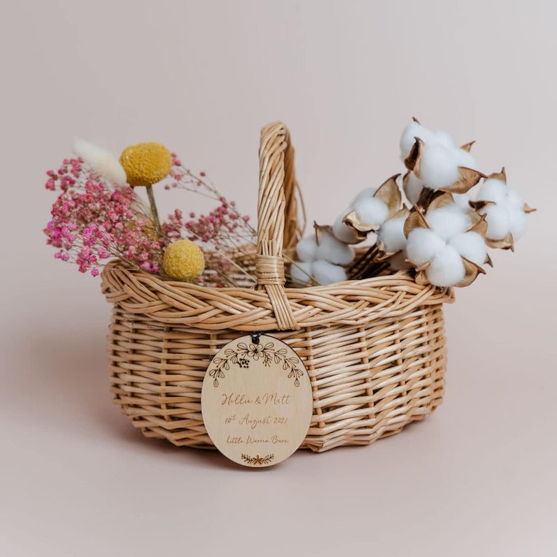 Personalized Wood Tag Flower Girl Basket