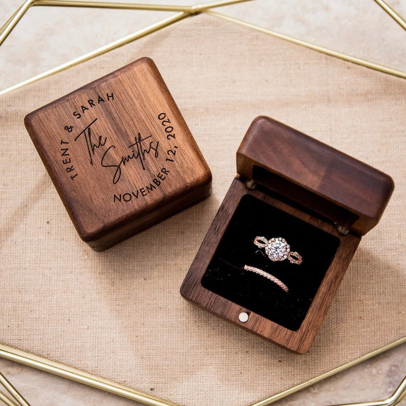 Personalized Wood Wedding Ring Box