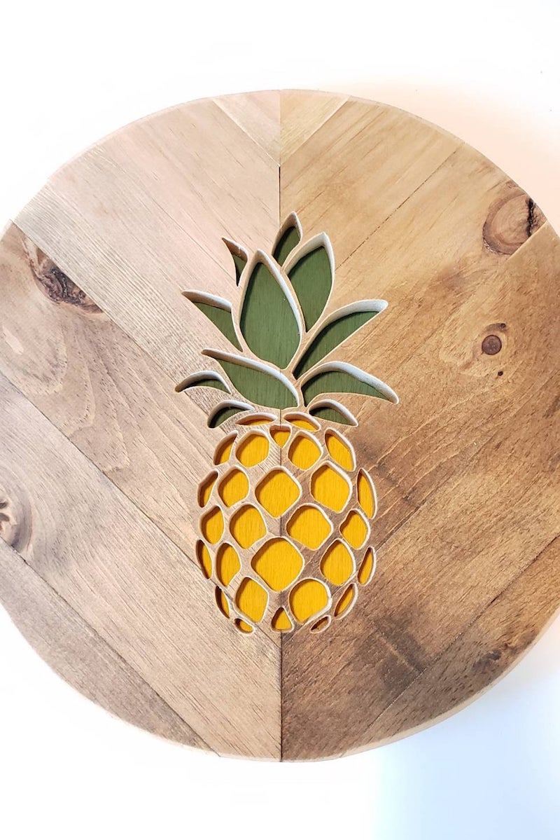 Pineapple Chevron Wood Sign