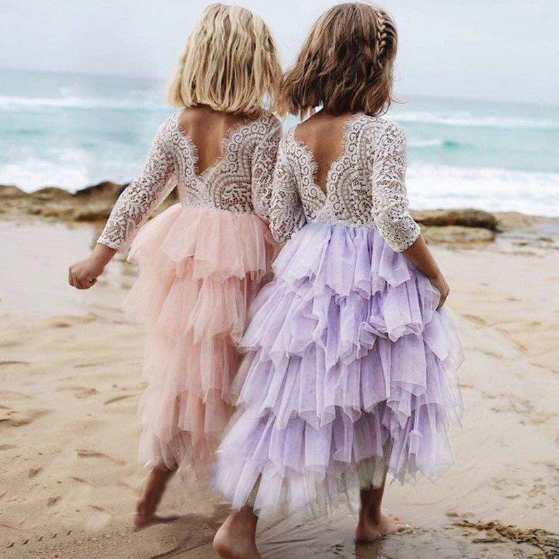 Pink and Purple Flower Girl Dresses