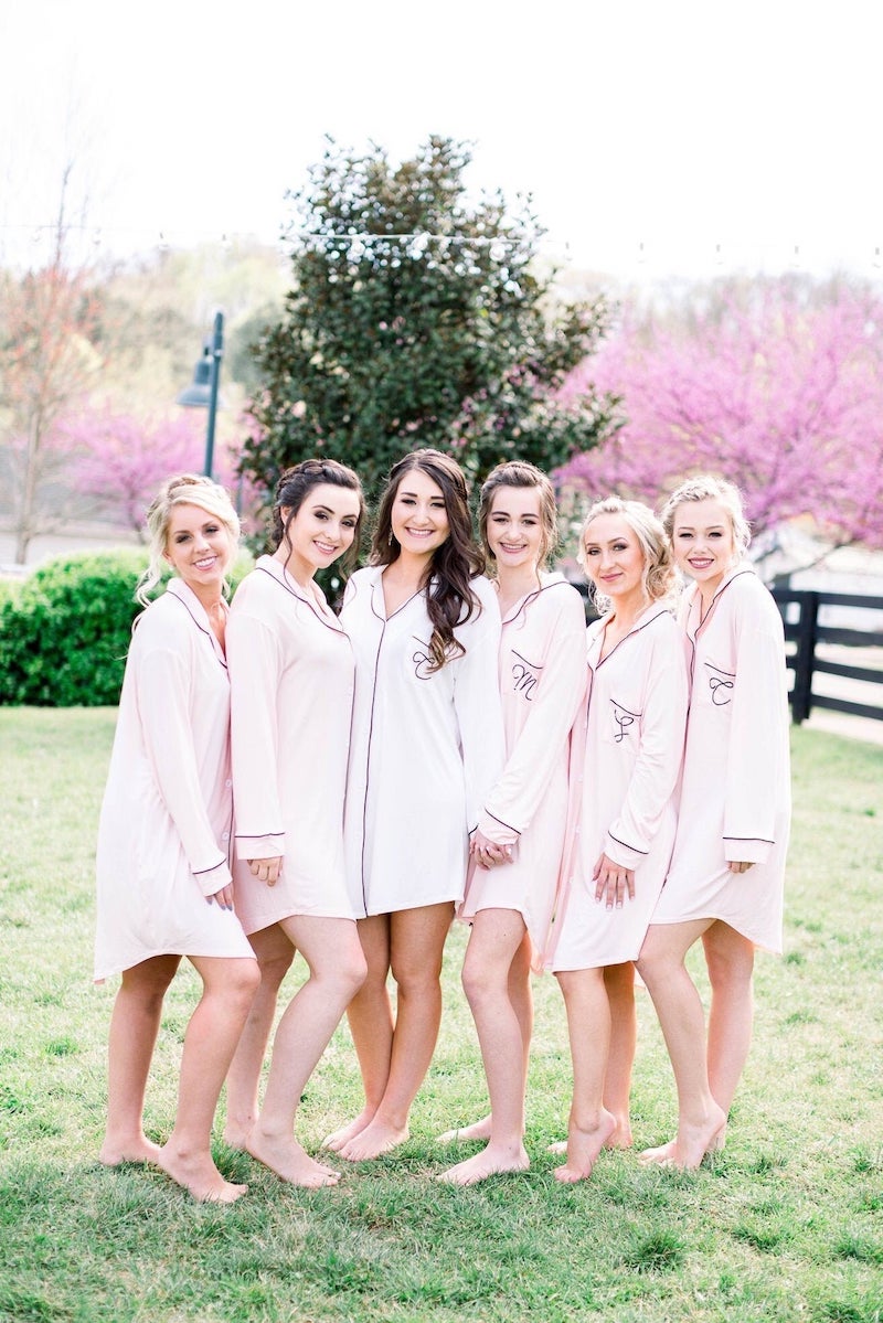 Pink Monogramed Sleep Shirts for Bridesmaids