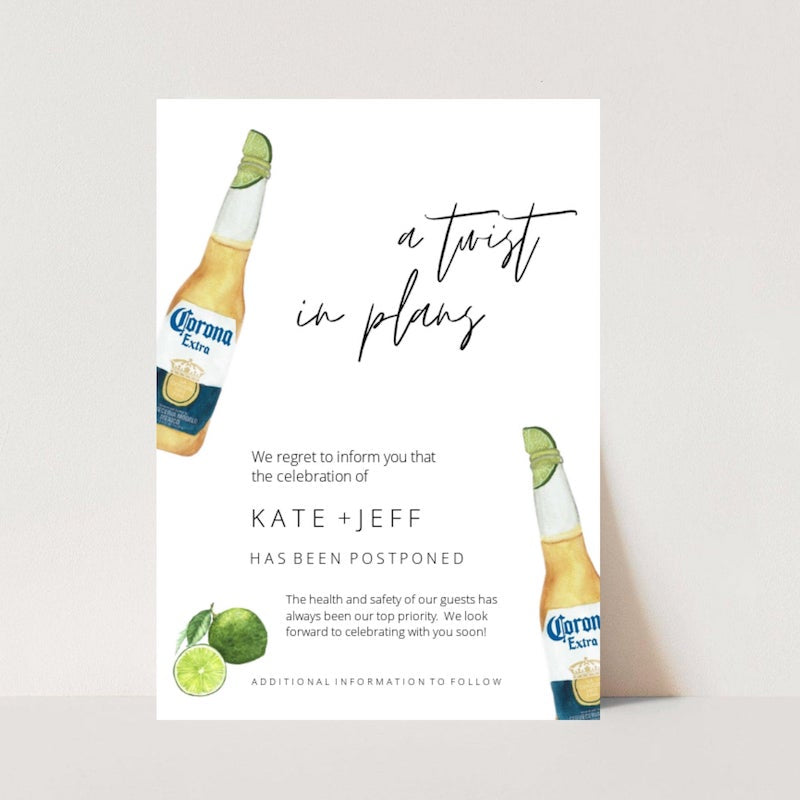 Change In Plans Wedding Card Twist in Plans