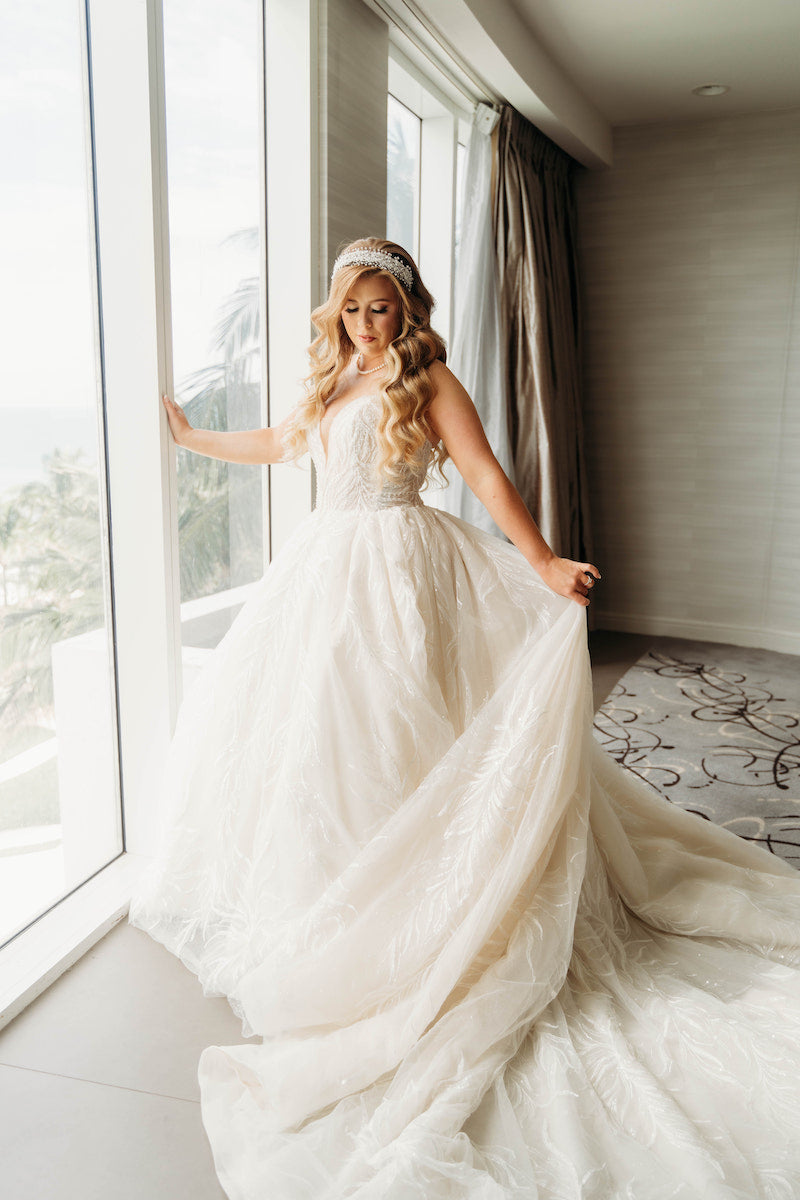 Princess Wedding Gown and Bridal Style at Elegant Tropical Wedding