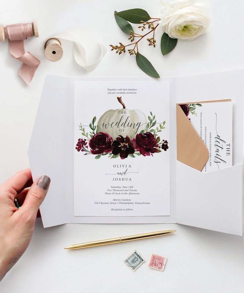 Printable Fall Wedding Invitation Set