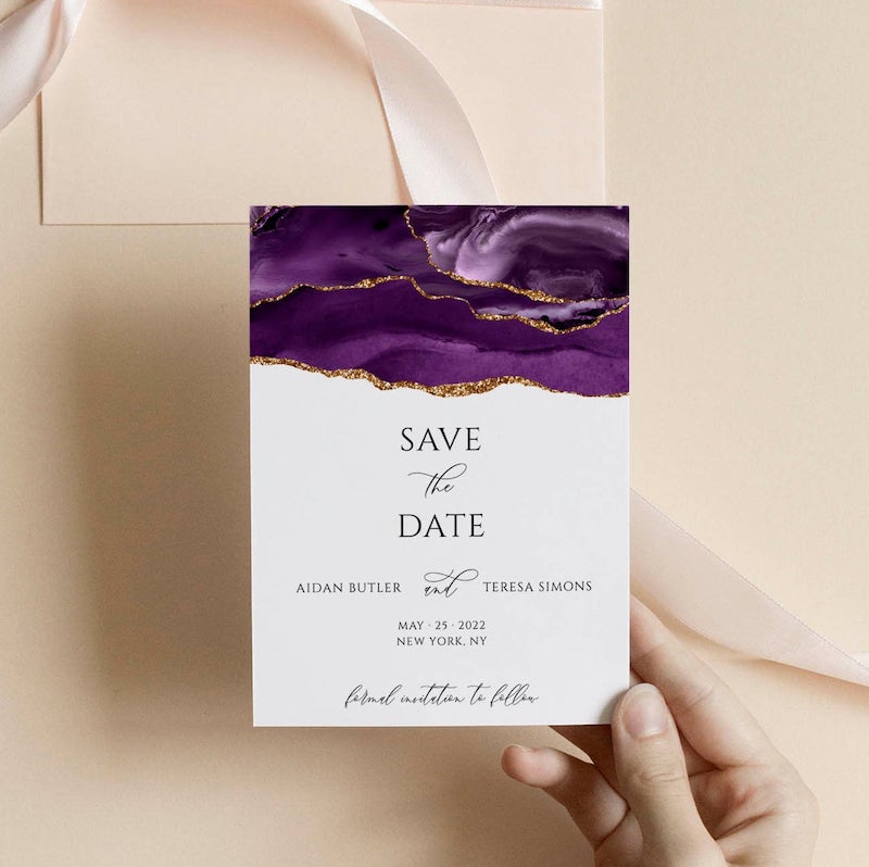 Purple and Gold Save the Date