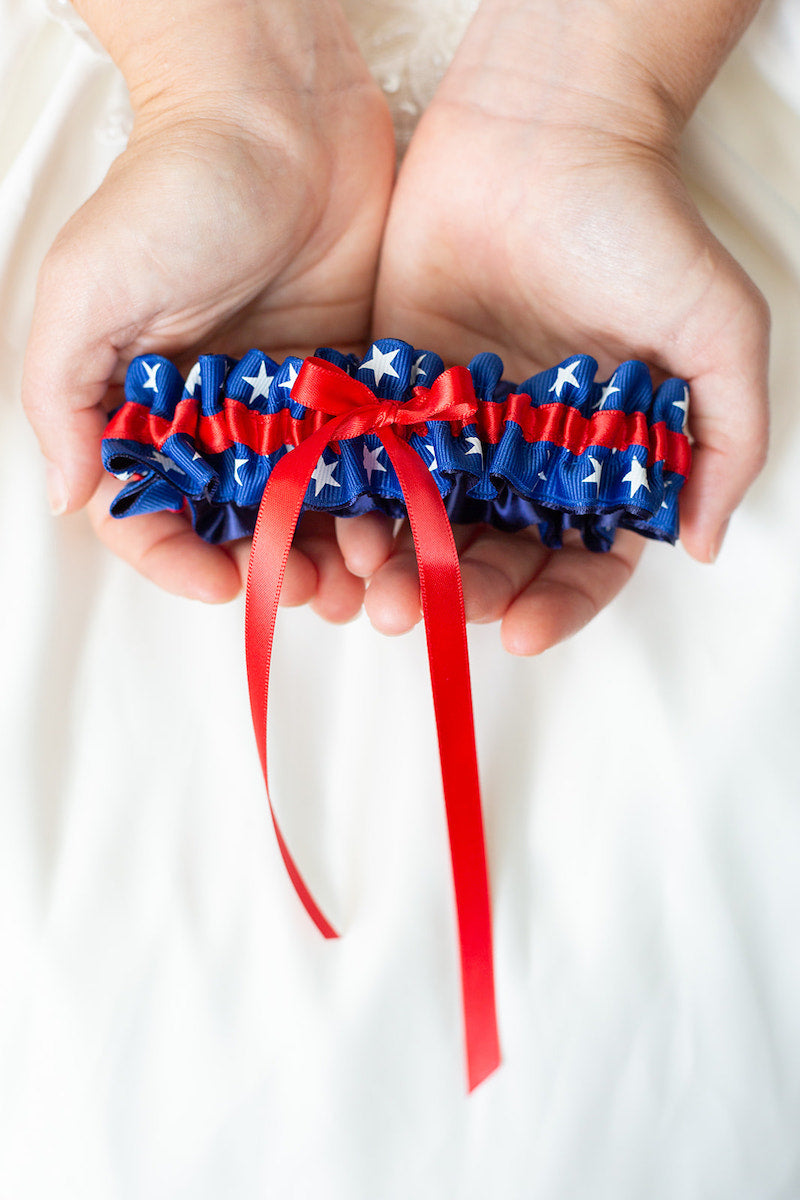 patriotic garter red white and blue stars