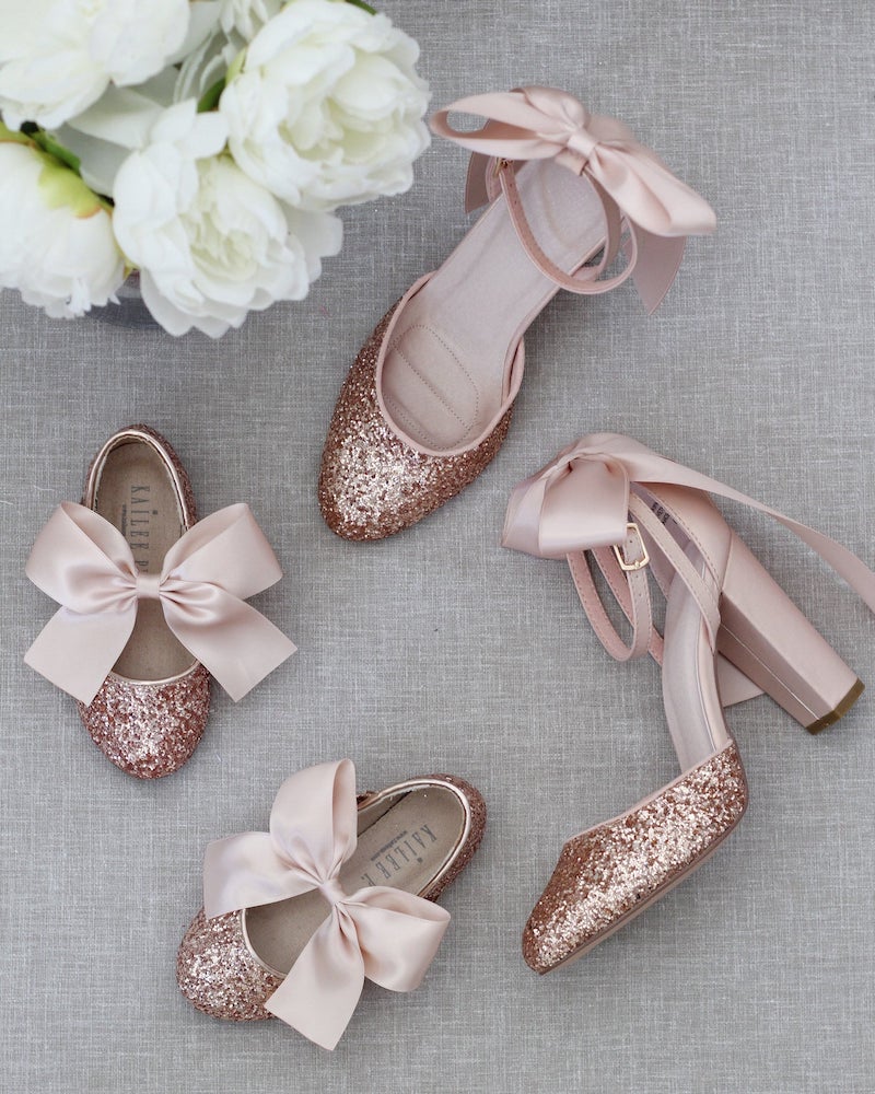 Rose Gold Block Heel Bridal Shoe