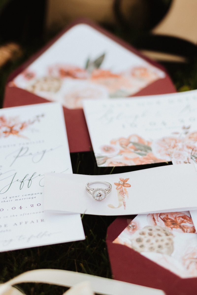 Rouge Floral Wedding Invitation Suite