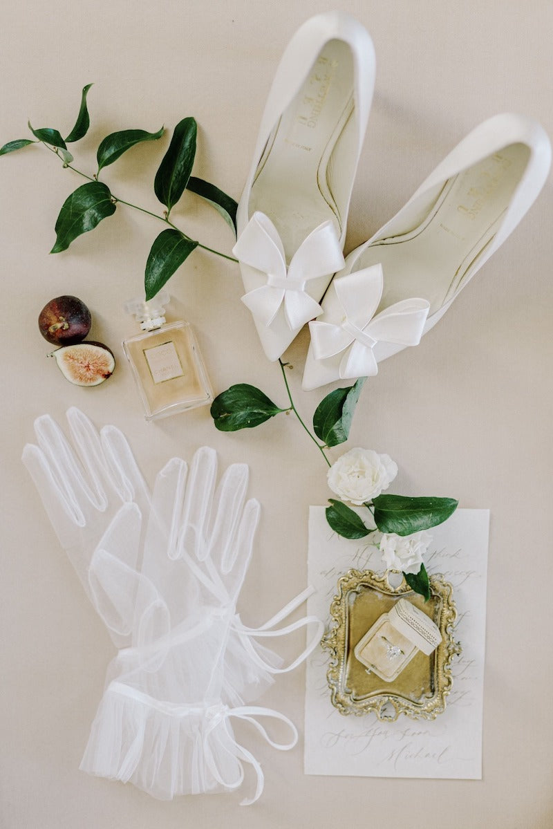 Ruffled Tulle Short Bridal Gloves