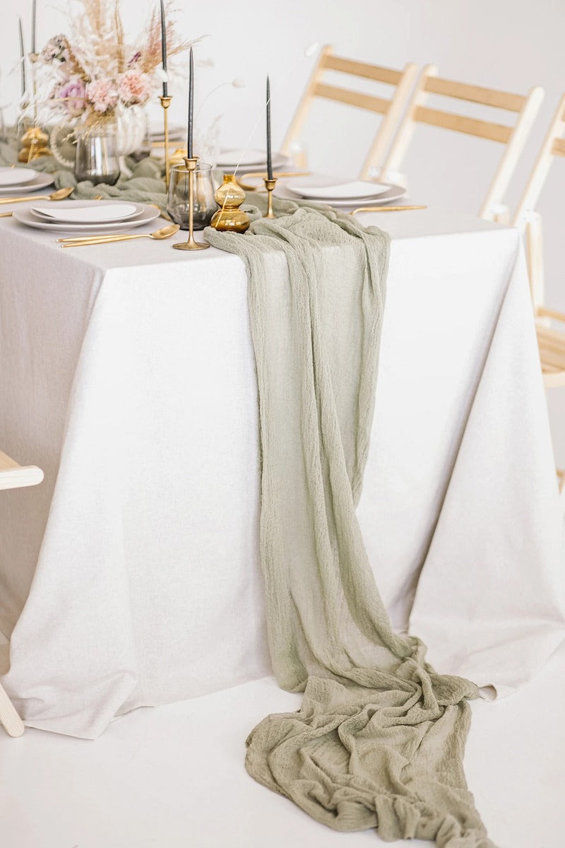 Sage Green Table Runner Wedding Decor