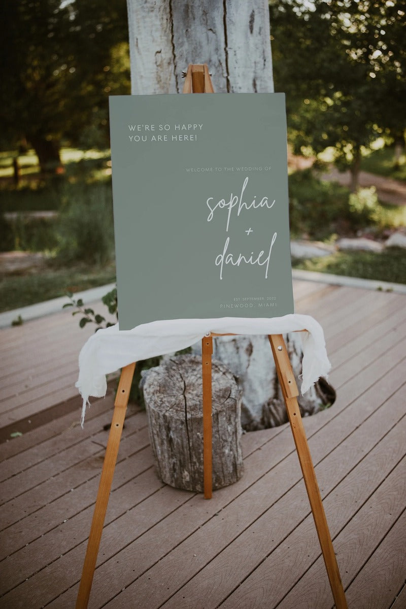 Sage Green Wedding Welcome Sign