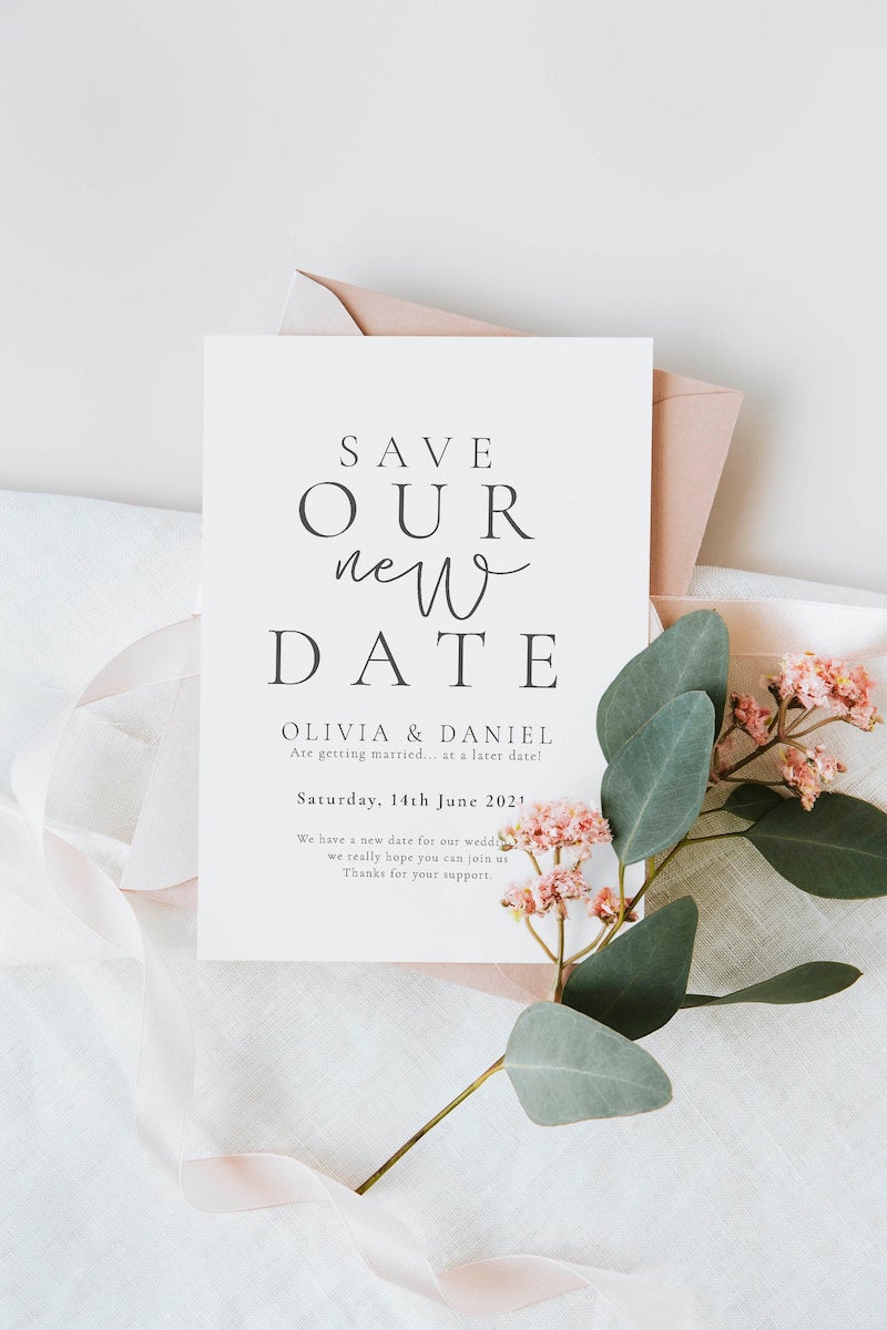 Save Our New Date Cards Postponed Wedding