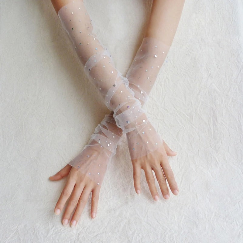 Sequin Fingerless Bridal Gloves