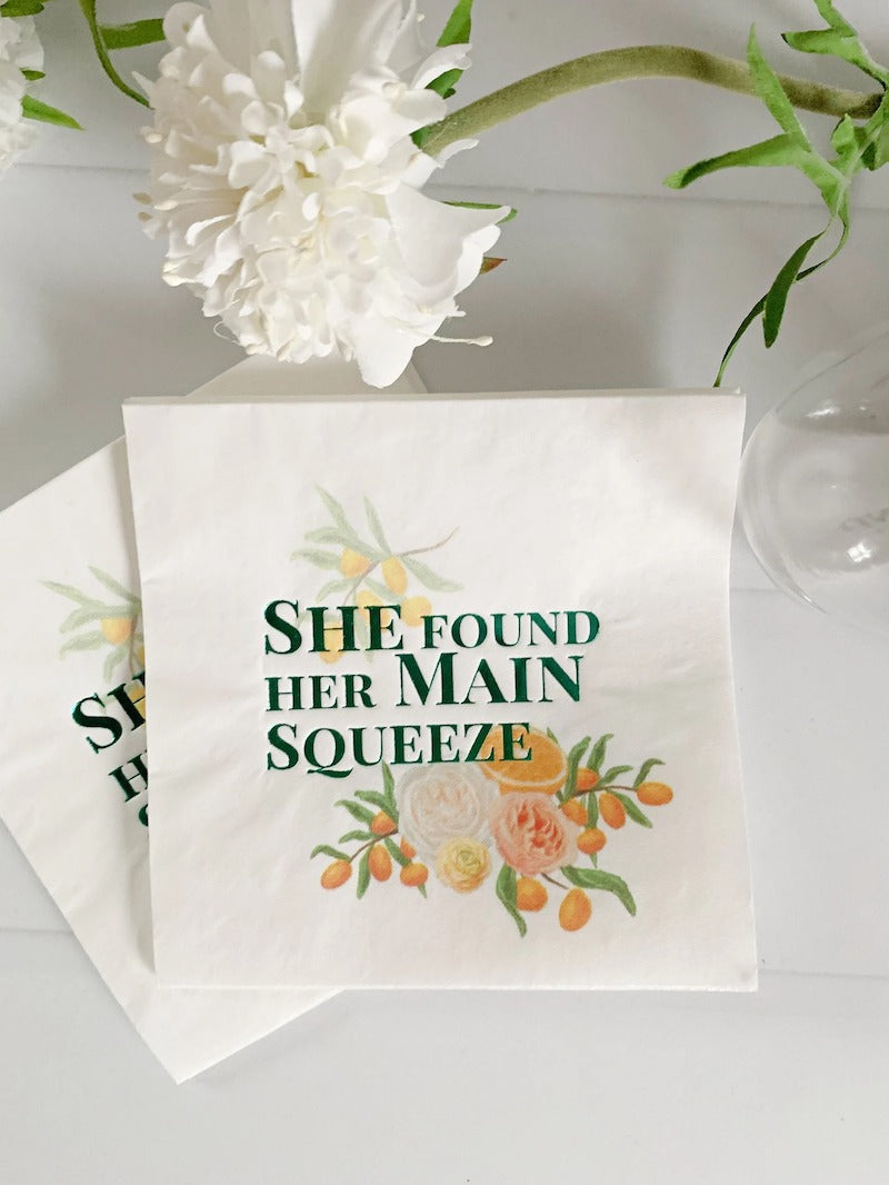 She Found Her Main Squeeze Bridal Shower Napkins