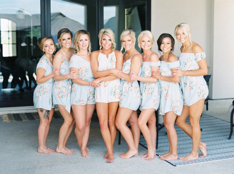 Silk Floral Bridesmaid Rompers in a Variety of Styles
