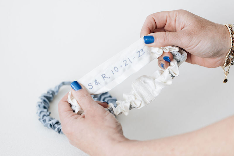 Something Blue Bridal Garter Set Personalized With Hand Embroidery by The Garter Girl 4