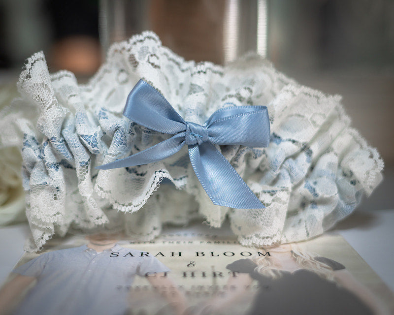 Something Blue Bridal Garter with Ivory Lace and Blue Bow