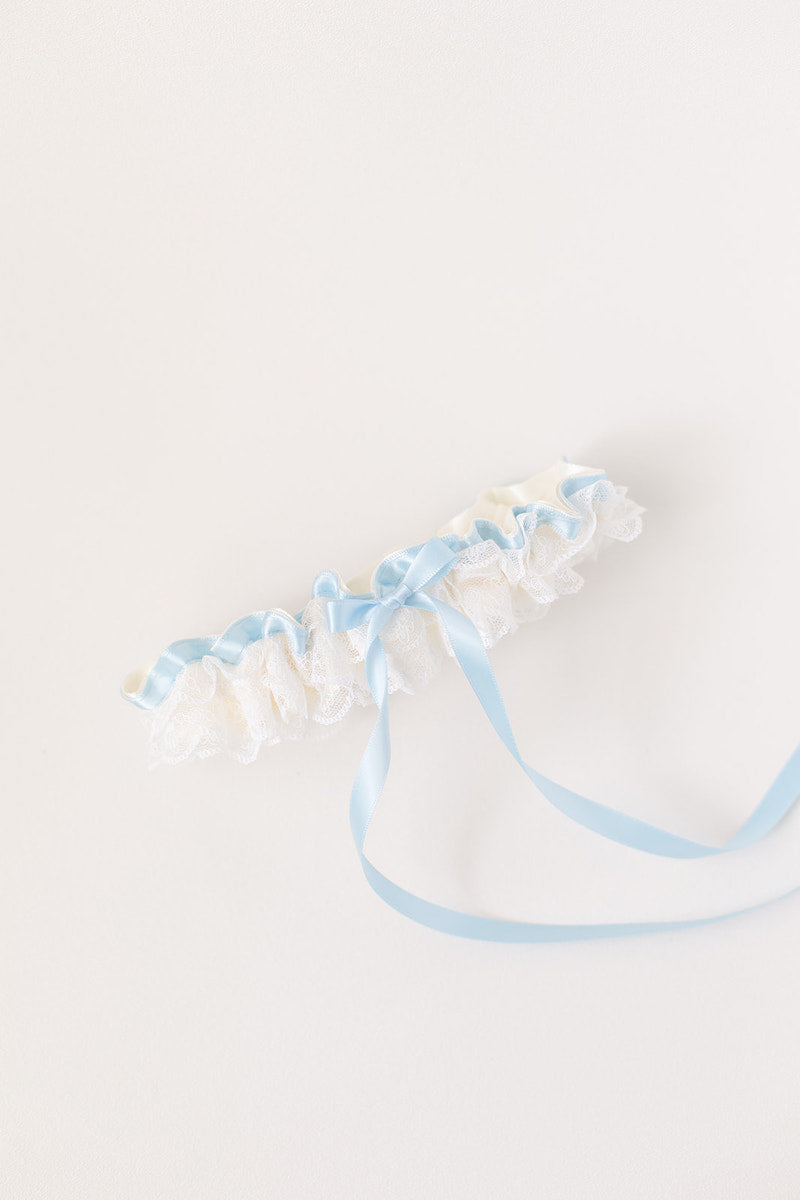 something blue personalized garter with lace ruffles