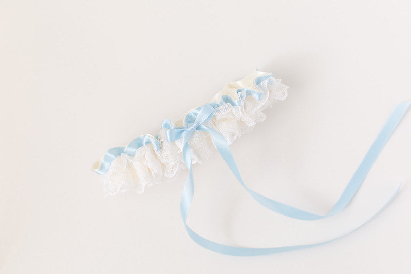 something blue personalized garter with lace ruffles