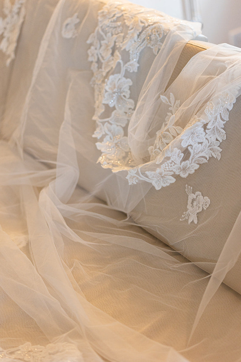 Lace and Pearl Bridal Veil The Garter Girl
