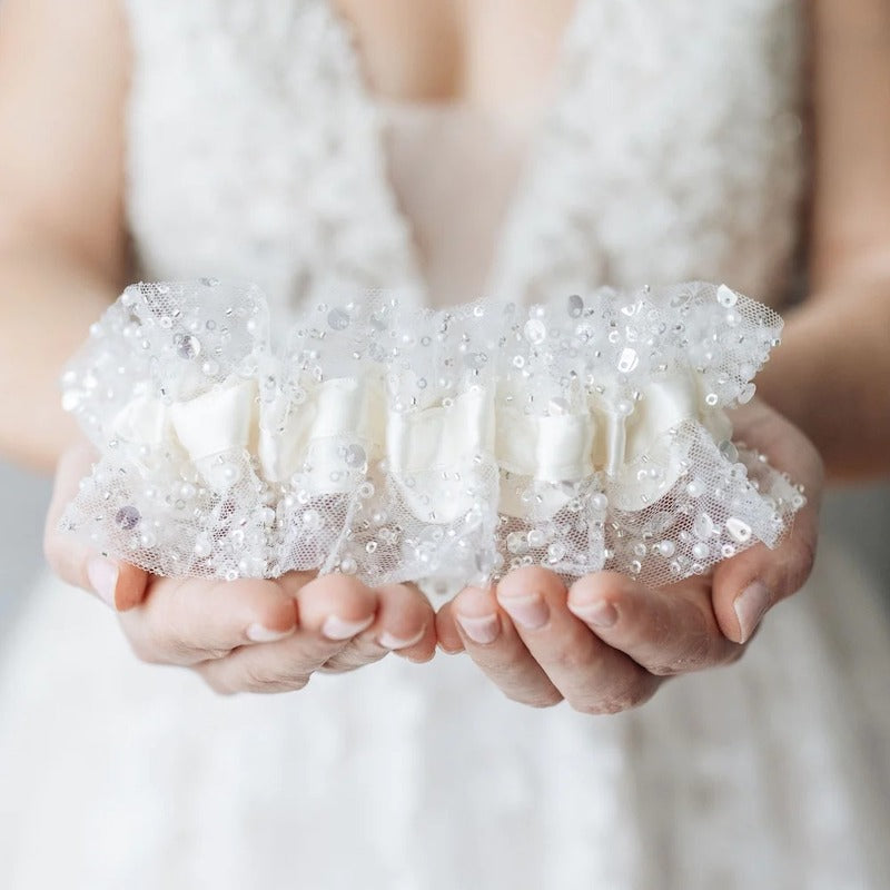 Sequin and Pearl Bridal Garter